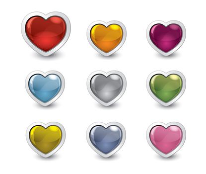 valentine buttons set in shape of heart in different of colors