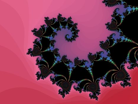 Digital computer graphic - renderi. Patterned fractal spiral in a purple colors for design.