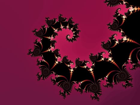 Digital computer graphic - renderi. Patterned fractal spiral in a dark - red colors for design.