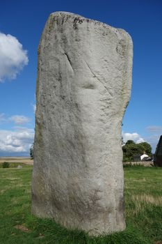 One of the stones forming part of Avebury stone circle, Wiltshire, England