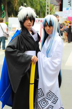 Bangkok - Aug 31: An unidentified Japanese anime cosplay Nura Rikuo pose  on August 31, 2014 at Central World, Bangkok, Thailand.