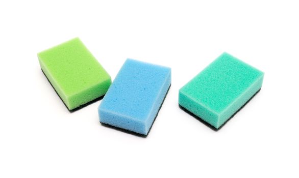 A kitchen sponge isolated against white background