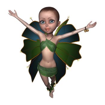 3D digital render of a beautiful little fairy isolated on white background