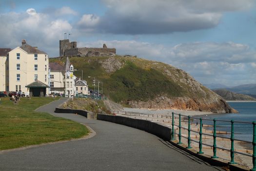 Criccieth is a small seaside resort in Wales UK, with a ruined castle on a hilltop.