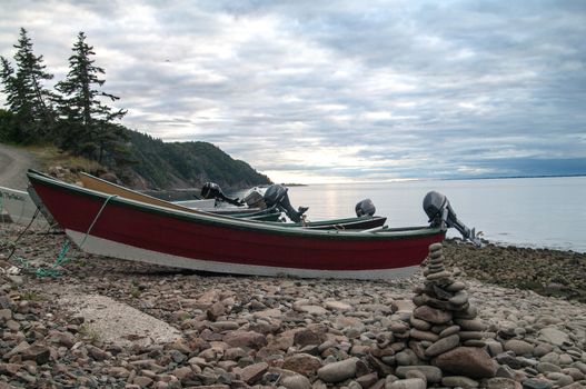 Dories on the beach at the Whistle on Grand Manan New Brunswick