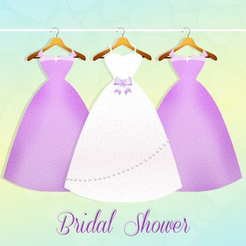 illustration of 






wedding dress and bridesmaids dresses