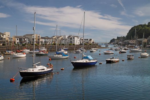 Porthmadog harbour in Wales, UK, is used mainly by pleasure boats and has many harbourside dwellings.