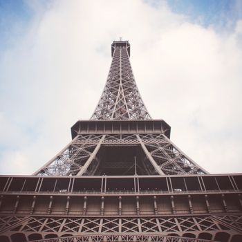 The Eiffel Tower in Paris with Retro Filter Effect