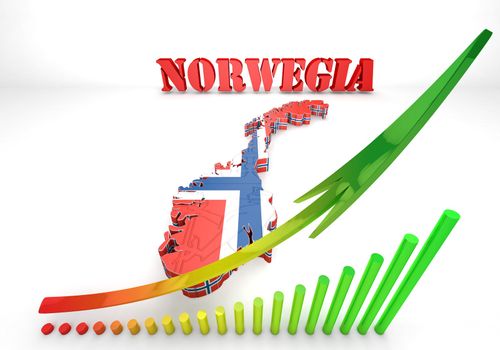 3d map illustration of Norway with Flag