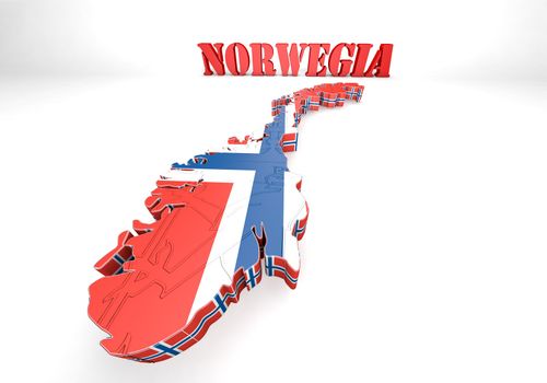 3d map illustration of Norway with Flag
