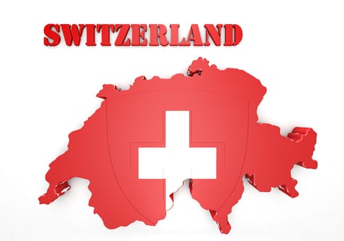 3D Map illustration of Switzerland with flag