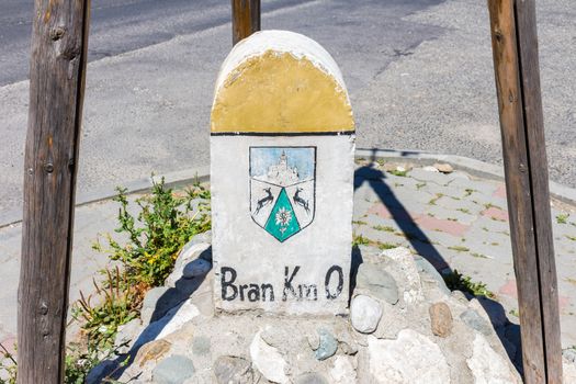 The famous milestone of the village Bran in Transylvania