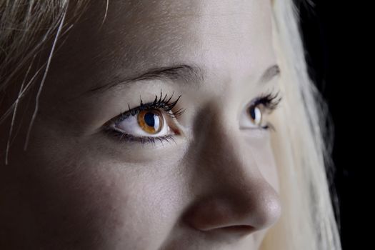 young blond woman with beautiful eyes