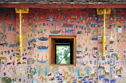 buddish temple art in Luangprabang