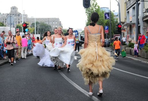 BELGRADE - JULY 22: A 'Wedding Race' event on The 3nd Belgrade Wedding Fair, organized by a magazine "Wedding " July 22, 2012 in Belgrade, Serbia.