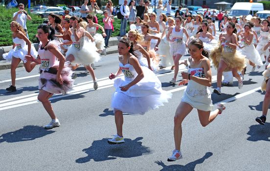 BELGRADE - JUNE 19: A 'Wedding Race' event on The 2nd Belgrade Wedding Fair, organized by a magazine "Wedding " on June 19, 2011 in Belgrade, Serbia.