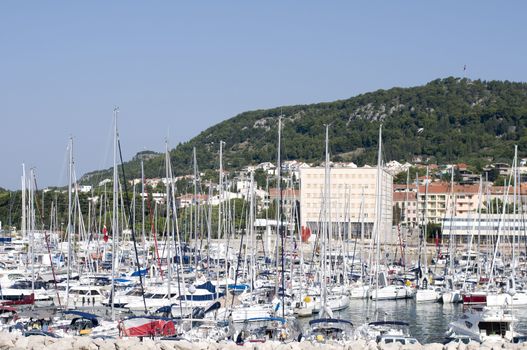 City of Split harbour on the Adriatic Sea bay in Croatia, Dalmatia region