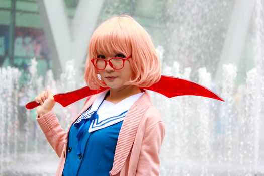 Bangkok - Aug 31: An unidentified Japanese anime cosplay Mirai Kuriyama pose  on August 31, 2014 at Central World, Bangkok, Thailand.