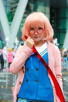 Bangkok - Aug 31: An unidentified Japanese anime cosplay Mirai Kuriyama pose  on August 31, 2014 at Central World, Bangkok, Thailand.