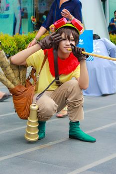 Bangkok - Aug 31: An unidentified Japanese anime cosplay pose  on August 31, 2014 at Central World, Bangkok, Thailand.