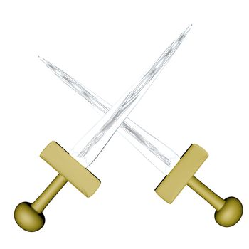 Crossed swords isolated over white, 3d render