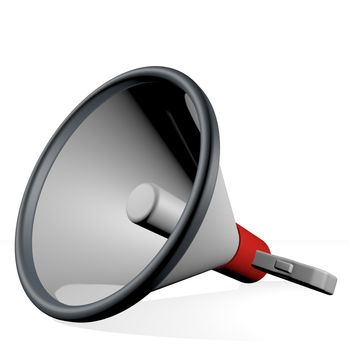 Megaphone laying over white background, 3d render