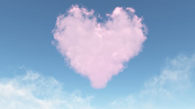 beautiful pink heart composed from the clouds