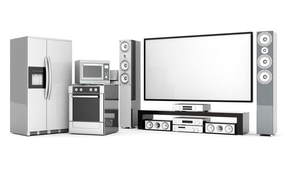 picture of household appliances on a white background