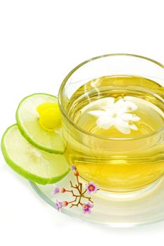 Flower tea mix honey and lemon.
