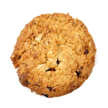 Oat cookies raisins with wholegrain oats no artificial flavors on a white background.