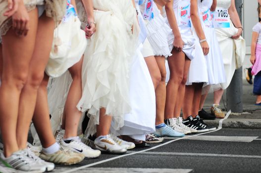 BELGRADE - JULY 22: A 'Wedding Race' event on The 3nd Belgrade Wedding Fair, organized by a magazine "Wedding " July 22, 2012 in Belgrade, Serbia.