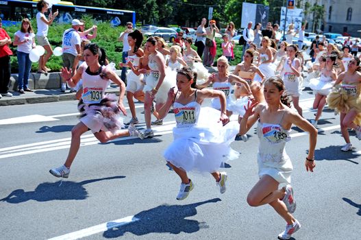 BELGRADE - JUNE 19: A 'Wedding Race' event on The 2nd Belgrade Wedding Fair, organized by a magazine "Wedding " on June 19, 2011 in Belgrade, Serbia.