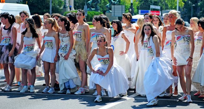 BELGRADE - JUNE 19: A 'Wedding Race' event on The 2nd Belgrade Wedding Fair, organized by a magazine "Wedding " on June 19, 2011 in Belgrade, Serbia.