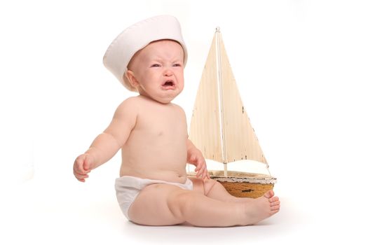 Expressive Happy Adorable Baby on a White Background