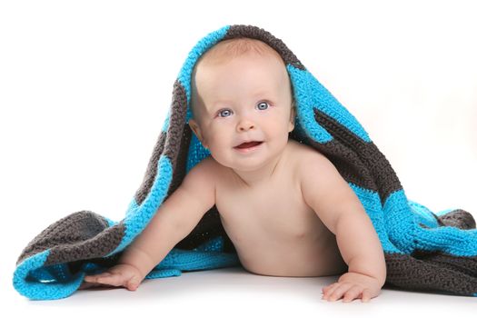 Expressive Happy Adorable Baby on a White Background