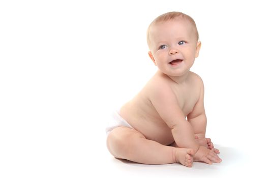 Expressive Happy Adorable Baby on a White Background