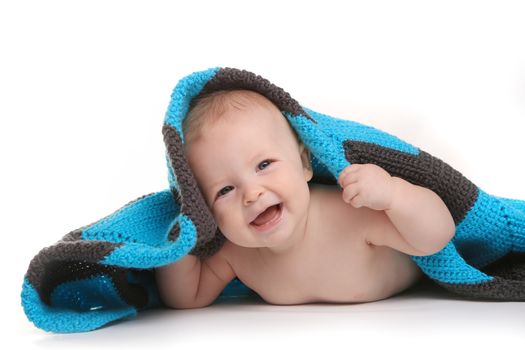 Expressive Happy Adorable Baby on a White Background