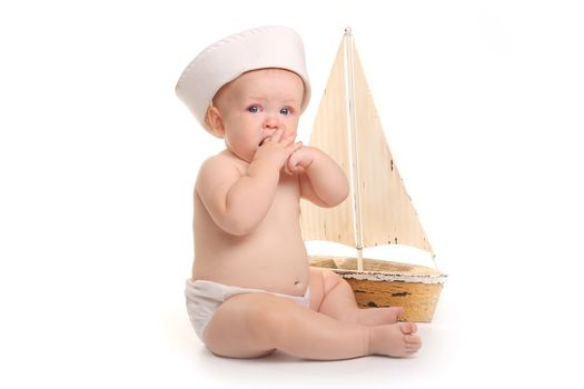 Expressive Happy Adorable Baby on a White Background