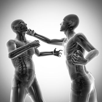 fighting men radiography scan image