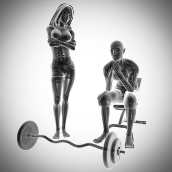 human radiography scan in gym room