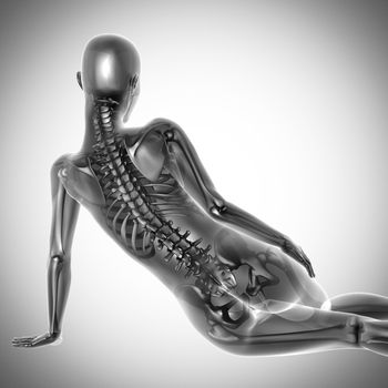 woman  radiography scan on white
