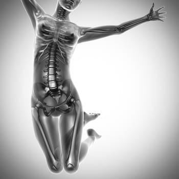 a jump woman radiography scan image