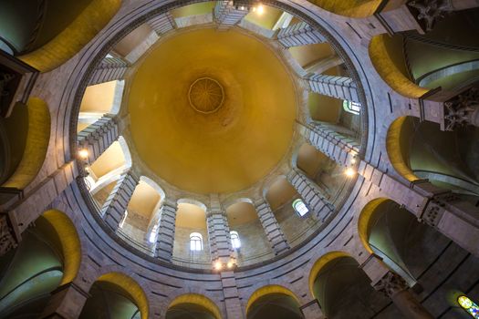 PISA, ITALY - AUGUST 11, 2013: Battistero cupola interior view, Piazza del Duomo, Pisa, Italy