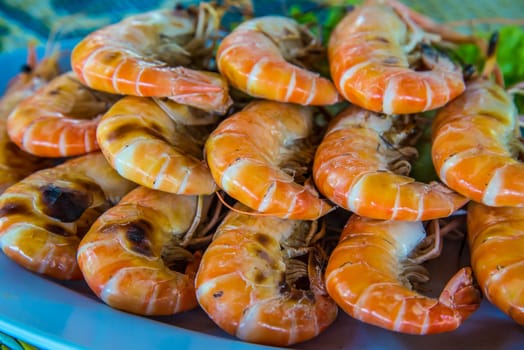 A grilled Shrimps Background ready for eating