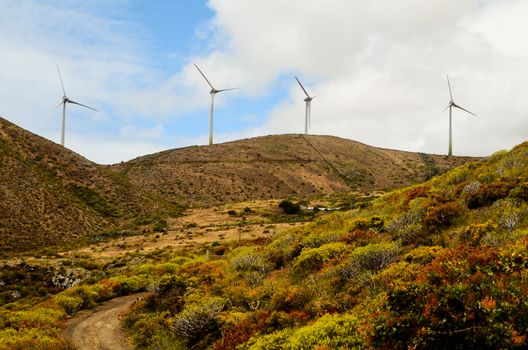 Renewable Energy Wind Power Windmill Turbines in El Hierro Island