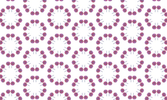 Flower mosaic illustration of symmetric tiles on white background