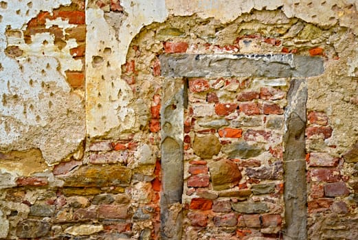 background or texture walled up door in the rock wall