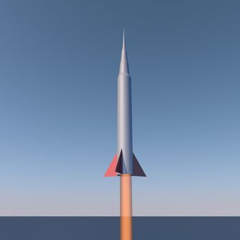 Rocket flying in the sky, 3d render