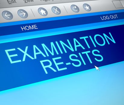 Illustration depicting a computer screen capture with an exam re-sit concept.