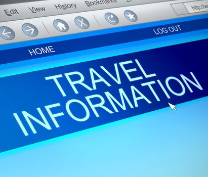 Illustration depicting a computer screen capture with a travel information concept.